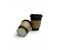 Vaso Café Negro Compostable + Tapa Compostable + Manga