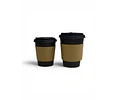Vaso Café Negro Compostable + Tapa Compostable + Manga