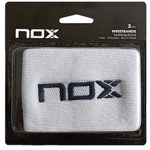 Muñequeras Nox Blanco Logo Azul Marino 2 Unidades
