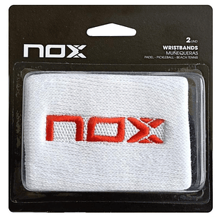 Muñequeras Nox Blanco Logo Rojo 2 Unidades
