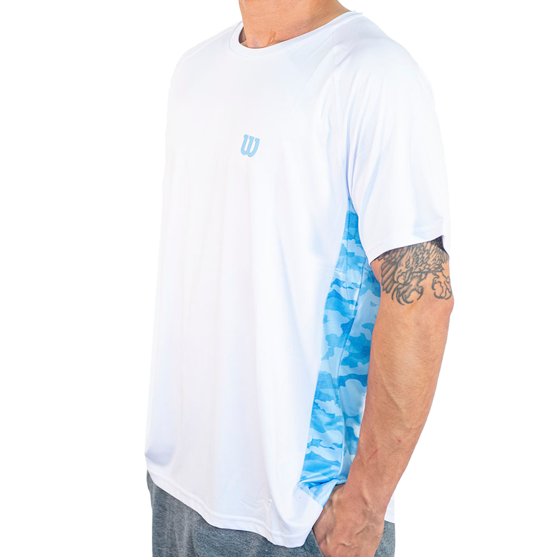 Polera Pol-Elast Blanco/Azul camo