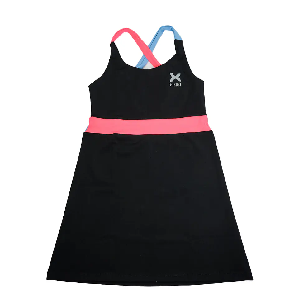 Vestido Barcelona Negro Rosa Fluor Celeste 1