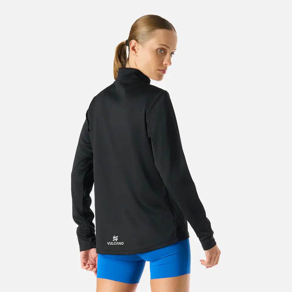 Polerón Mujer Built To Move 1/4 Zip Midlayer Negro Vulcano 6