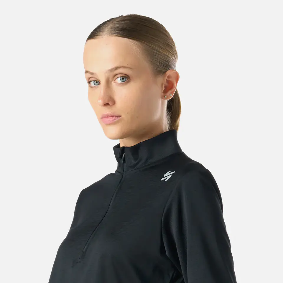 Polerón Mujer Built To Move 1/4 Zip Midlayer Negro Vulcano 7