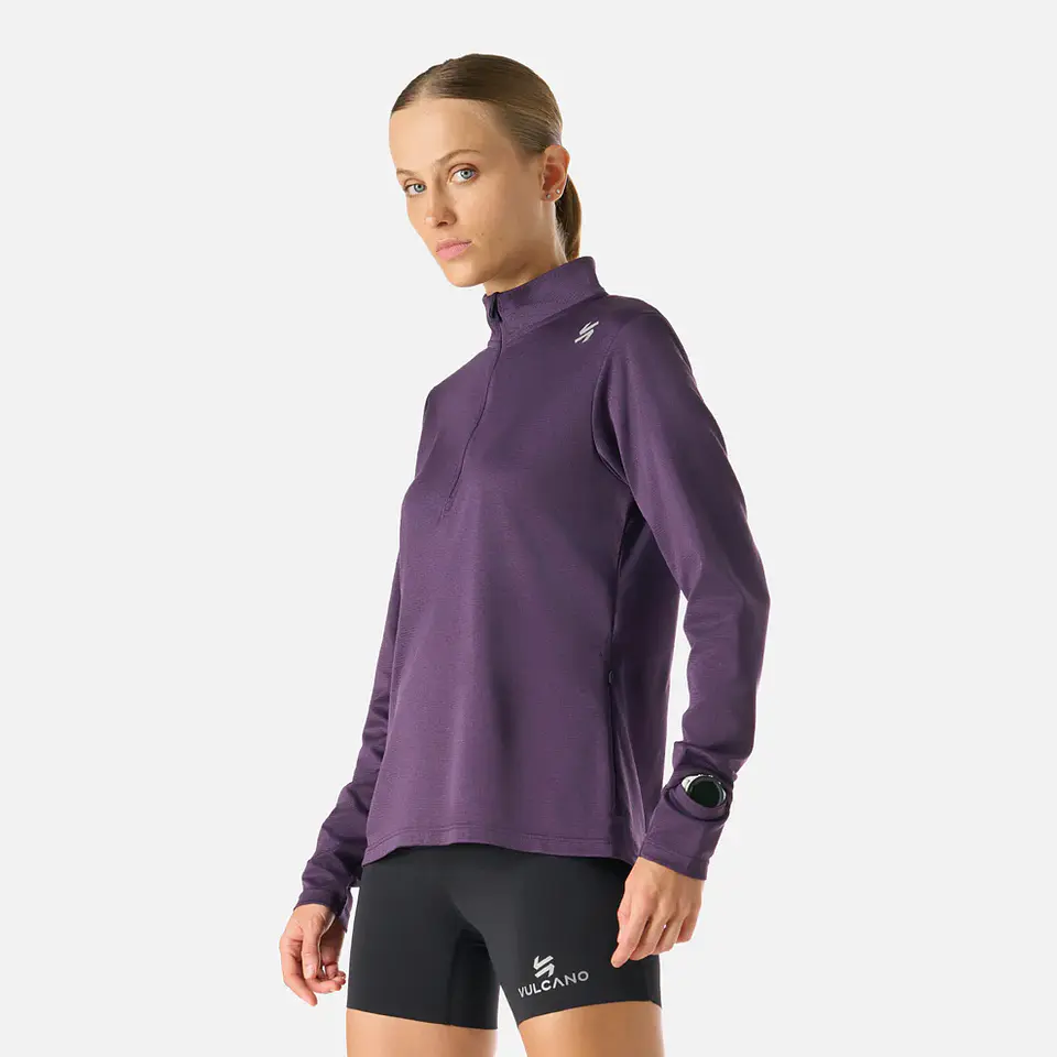 Polerón Mujer Built To Move 1/4 Zip Midlayer Morado Oscuro Vulcano 6