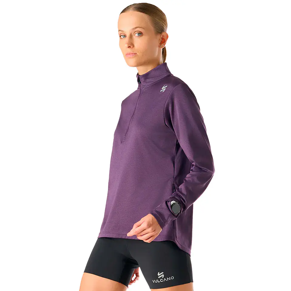 Polerón Mujer Built To Move 1/4 Zip Midlayer Morado Oscuro Vulcano 2