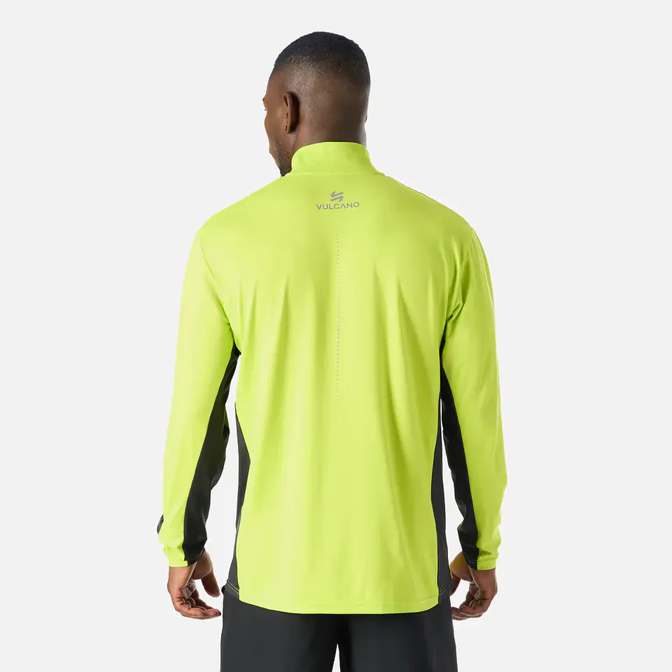 Polerón Hombre Tempo 1/4 Zip Midlayer Verde Lima Vulcano 7
