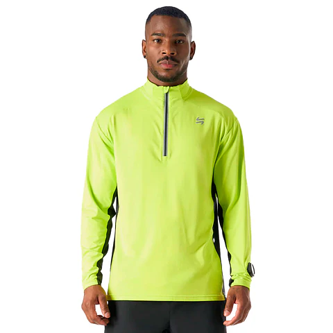 Polerón Hombre Tempo 1/4 Zip Midlayer Verde Lima Vulcano