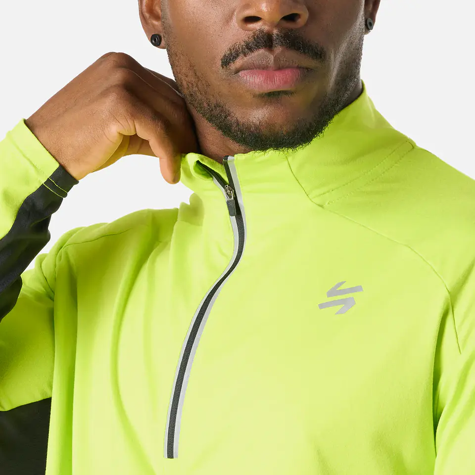 Polerón Hombre Tempo 1/4 Zip Midlayer Verde Lima Vulcano 3