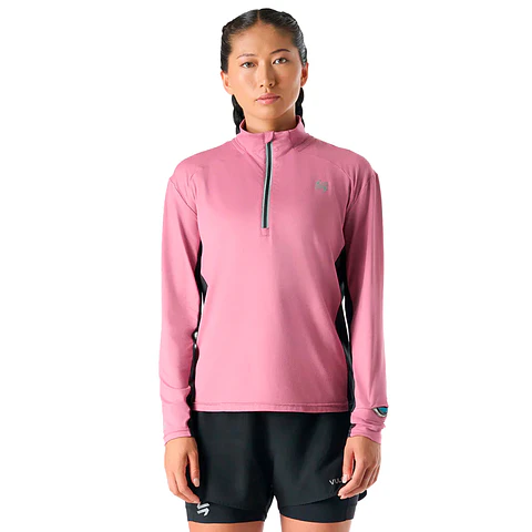 Polerón Mujer Tempo 1/4 Zip Midlayer Rosado Vulcano