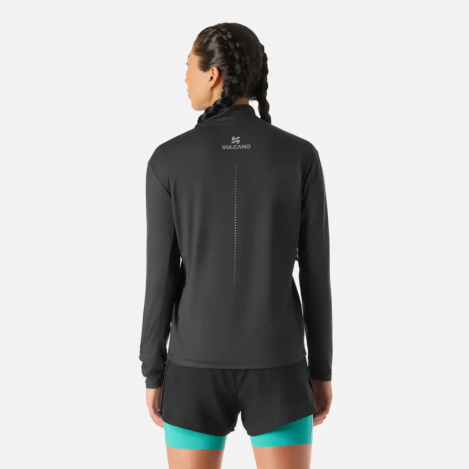 Polerón Mujer Tempo 1/4 Zip Midlayer Negro Vulcano 4