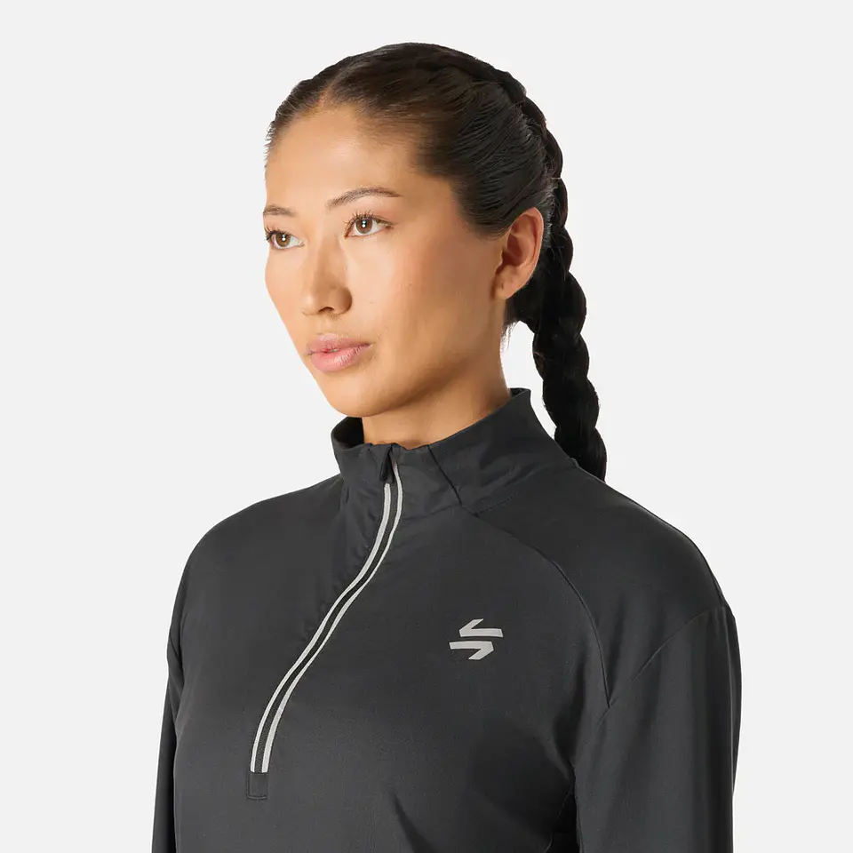 Polerón Mujer Tempo 1/4 Zip Midlayer Negro Vulcano 3