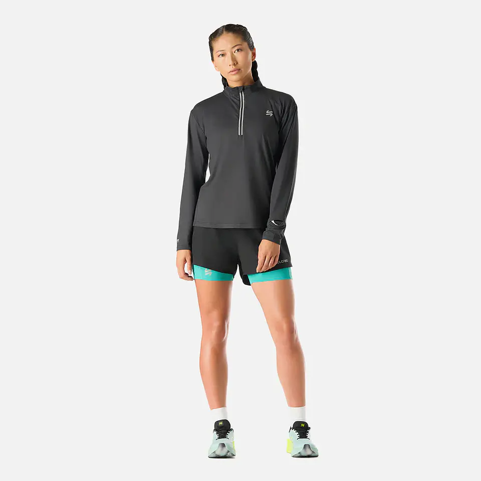 Polerón Mujer Tempo 1/4 Zip Midlayer Negro Vulcano 6
