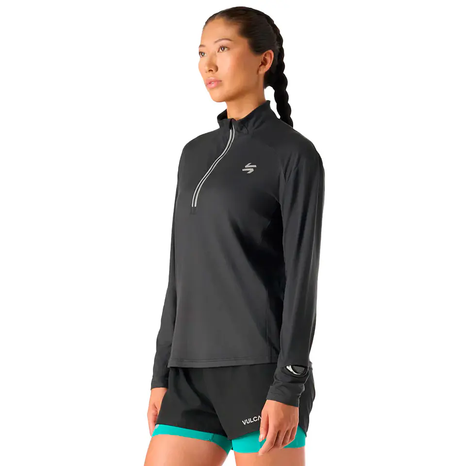 Polerón Mujer Tempo 1/4 Zip Midlayer Negro Vulcano 2