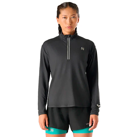 Polerón Mujer Tempo 1/4 Zip Midlayer Negro Vulcano