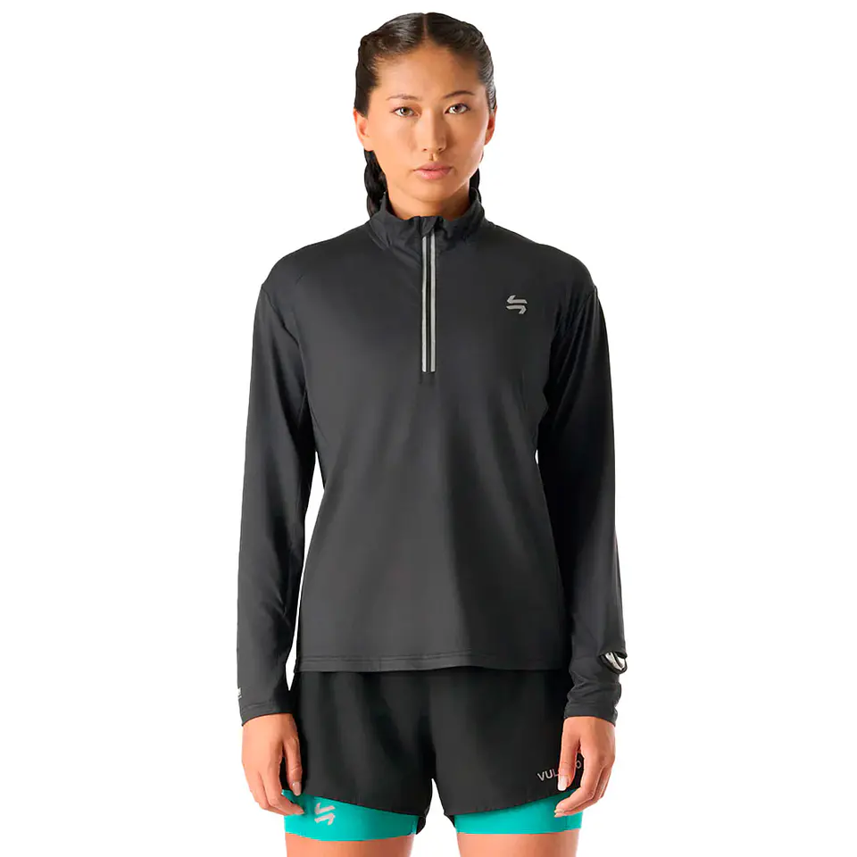 Polerón Mujer Tempo 1/4 Zip Midlayer Negro Vulcano 1