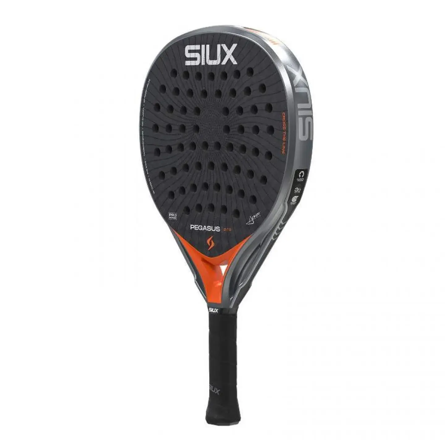 Pala de pádel Siux Pegasus Pro Gris Orange Alex Chozas 2026 4