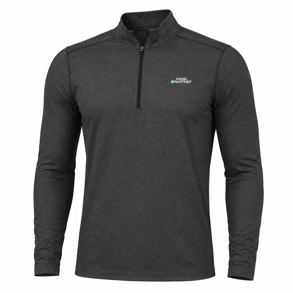 Polera Padel Partner Dry Fit Manga Larga Con Cierre Gris 1