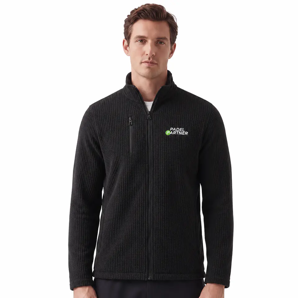 Chaqueta Polar panal Padel Partner negro bordado 1