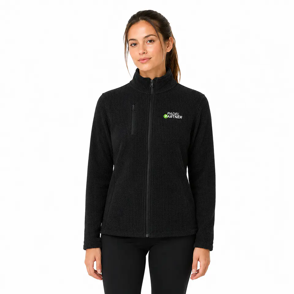 Chaqueta Polar panal Padel Partner negro bordado mujer 1