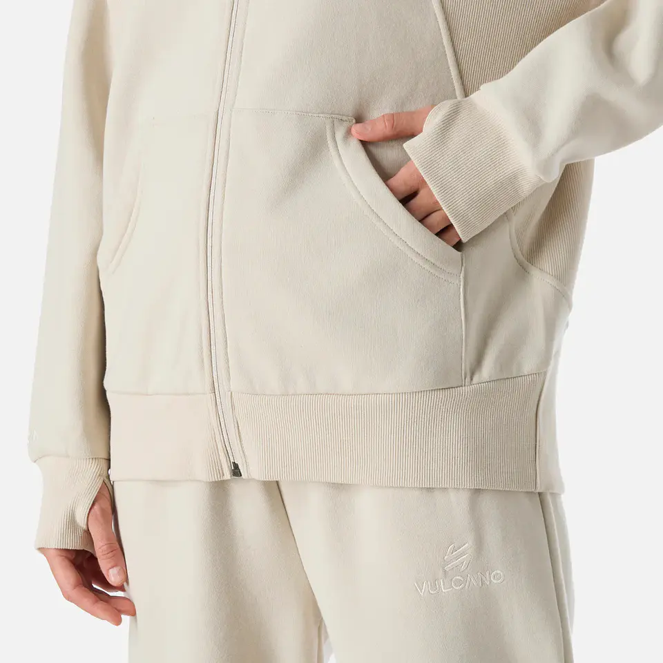 Polerón Vulcano Mujer Cool Down Full Zip Sweatshirt Crema Vulcano 6