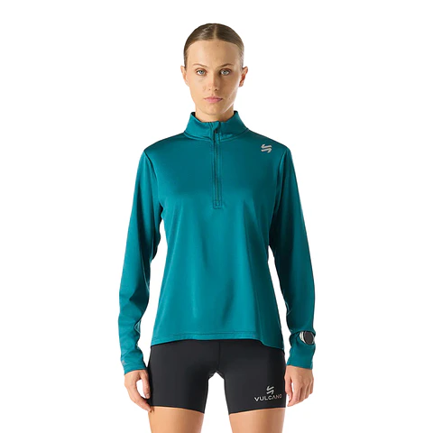 Polerón Mujer Built To Move 1/4 Zip Midlayer Petroleo Vulcano