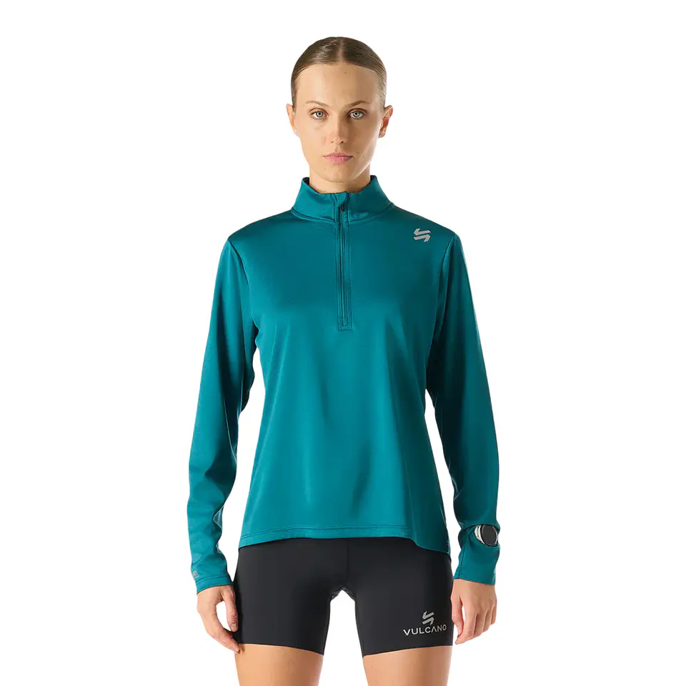 Polerón Mujer Built To Move 1/4 Zip Midlayer Petroleo Vulcano 1