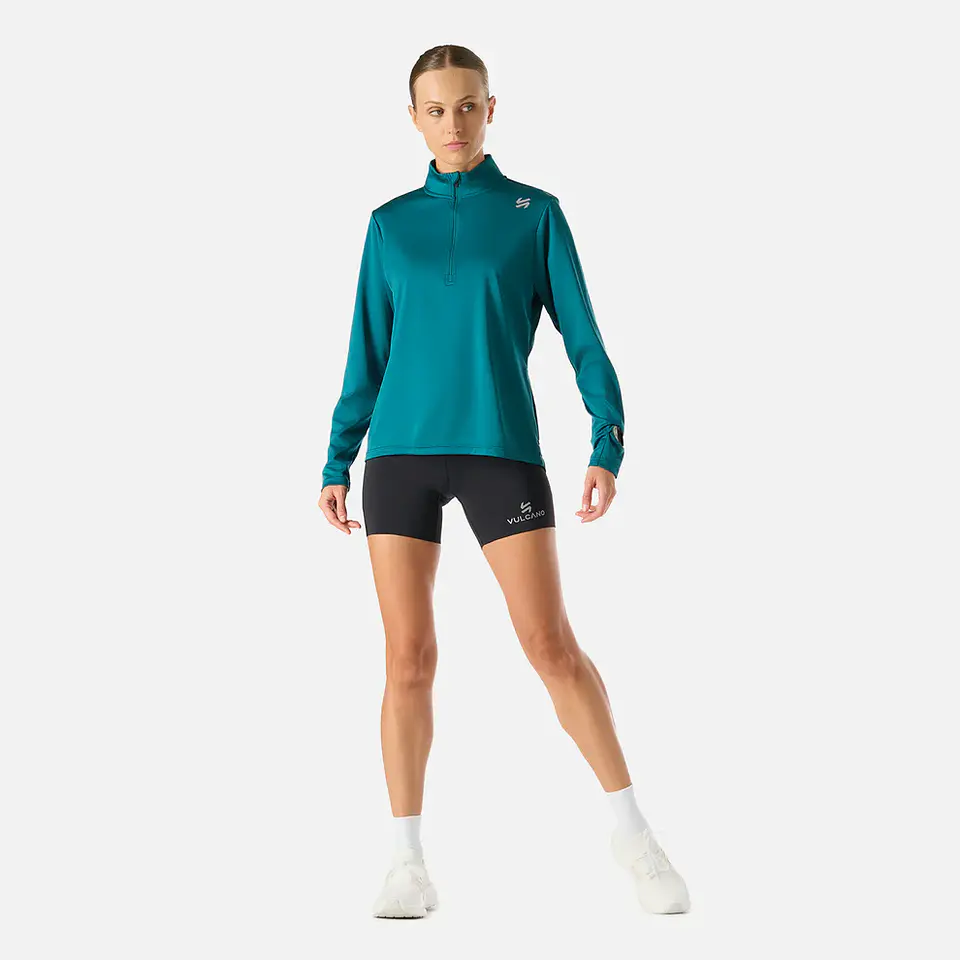 Polerón Mujer Built To Move 1/4 Zip Midlayer Petroleo Vulcano 3