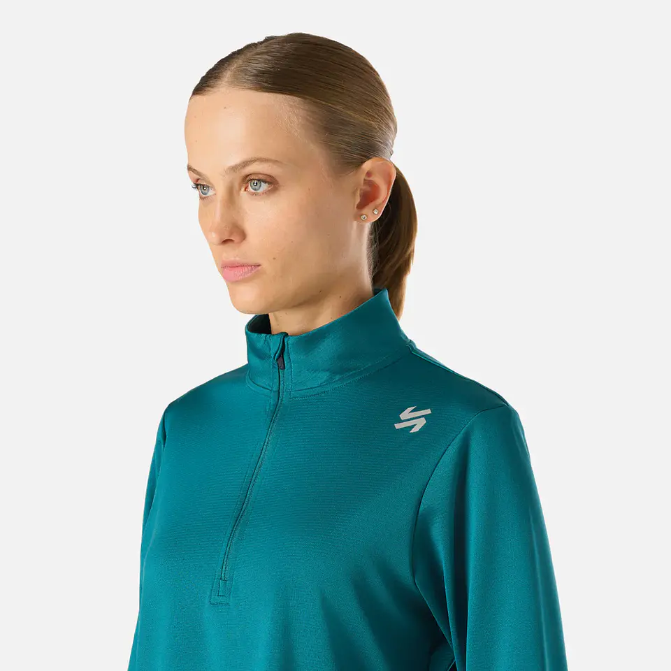 Polerón Mujer Built To Move 1/4 Zip Midlayer Petroleo Vulcano 6