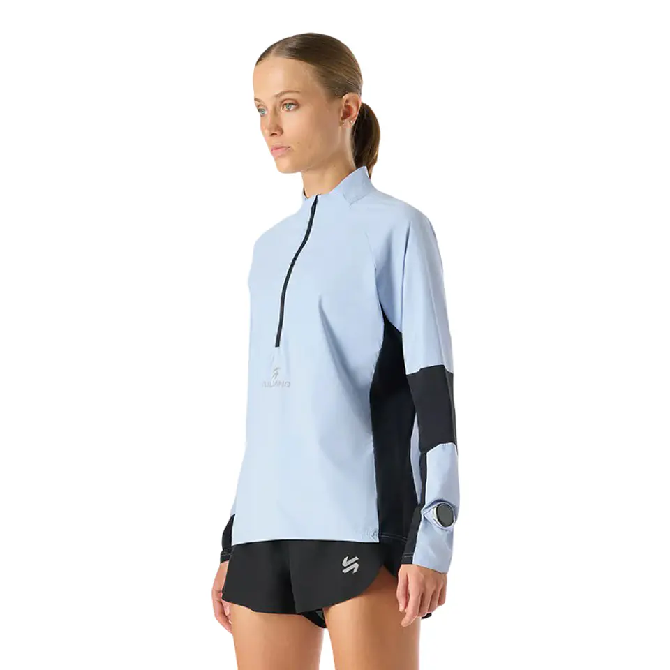 Polerón Vulcano Mujer Built To Move Pro 1/4 Zip Midlayer Celeste  2