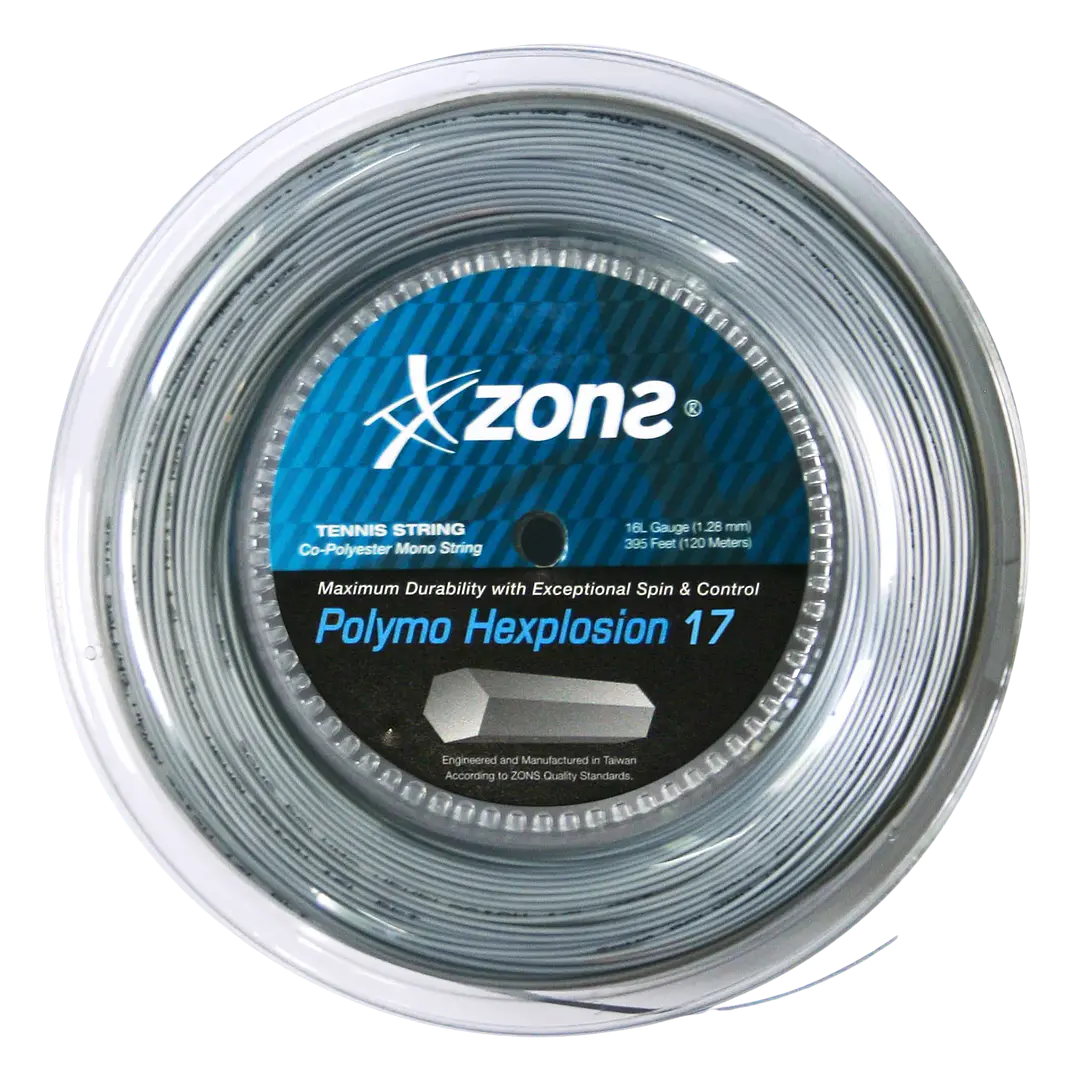Cuerda de Tenis Zons Polymo Hexplosion 1.23 / 17 120m Plata 1