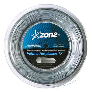 Cuerda de Tenis Zons Polymo Hexplosion 1.23 / 17 120m Plata