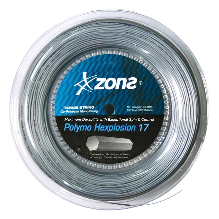 Cuerda de Tenis Zons Polymo Hexplosion 1.23 / 17 120m Plata 1