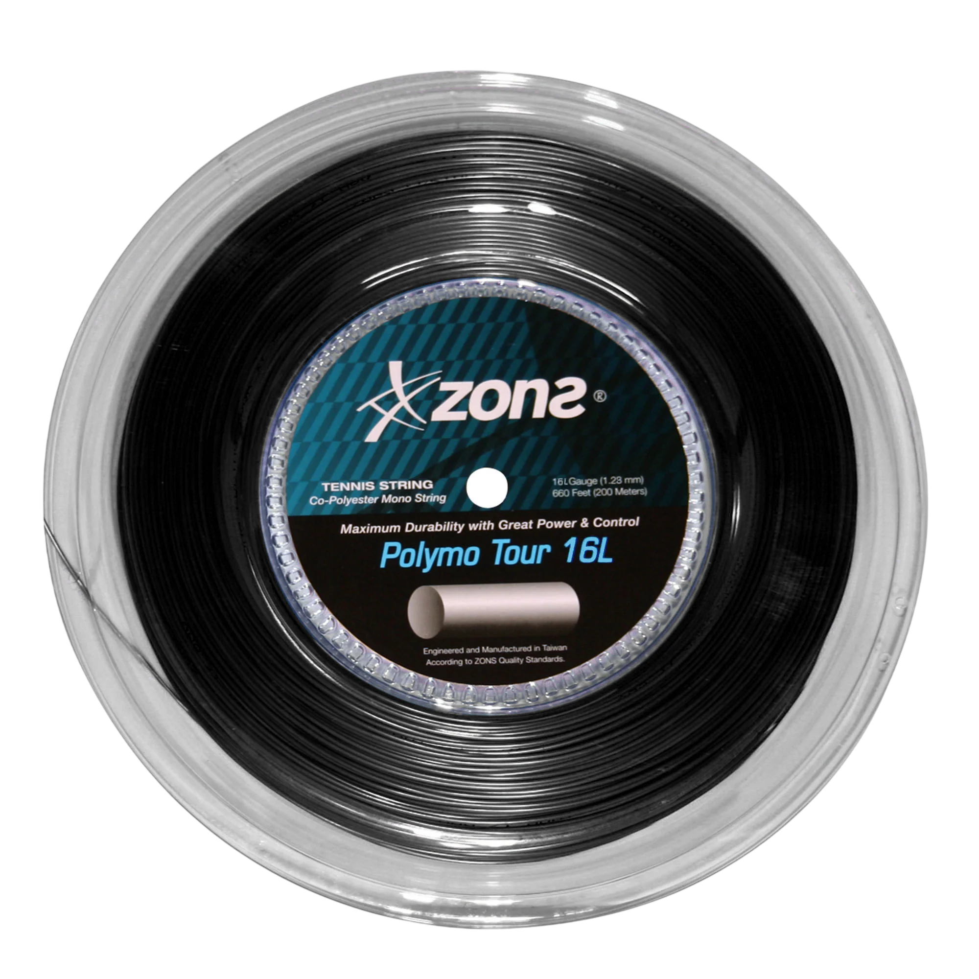 Cuerdas de Tenis Zons Polymo Tour 1.28 /. 16L Negro