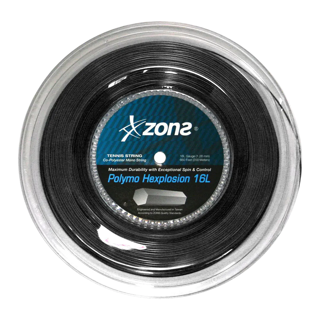  Cuerda de Tenis Zons Polymo Hexplosion 16L/1.28 Negro 1