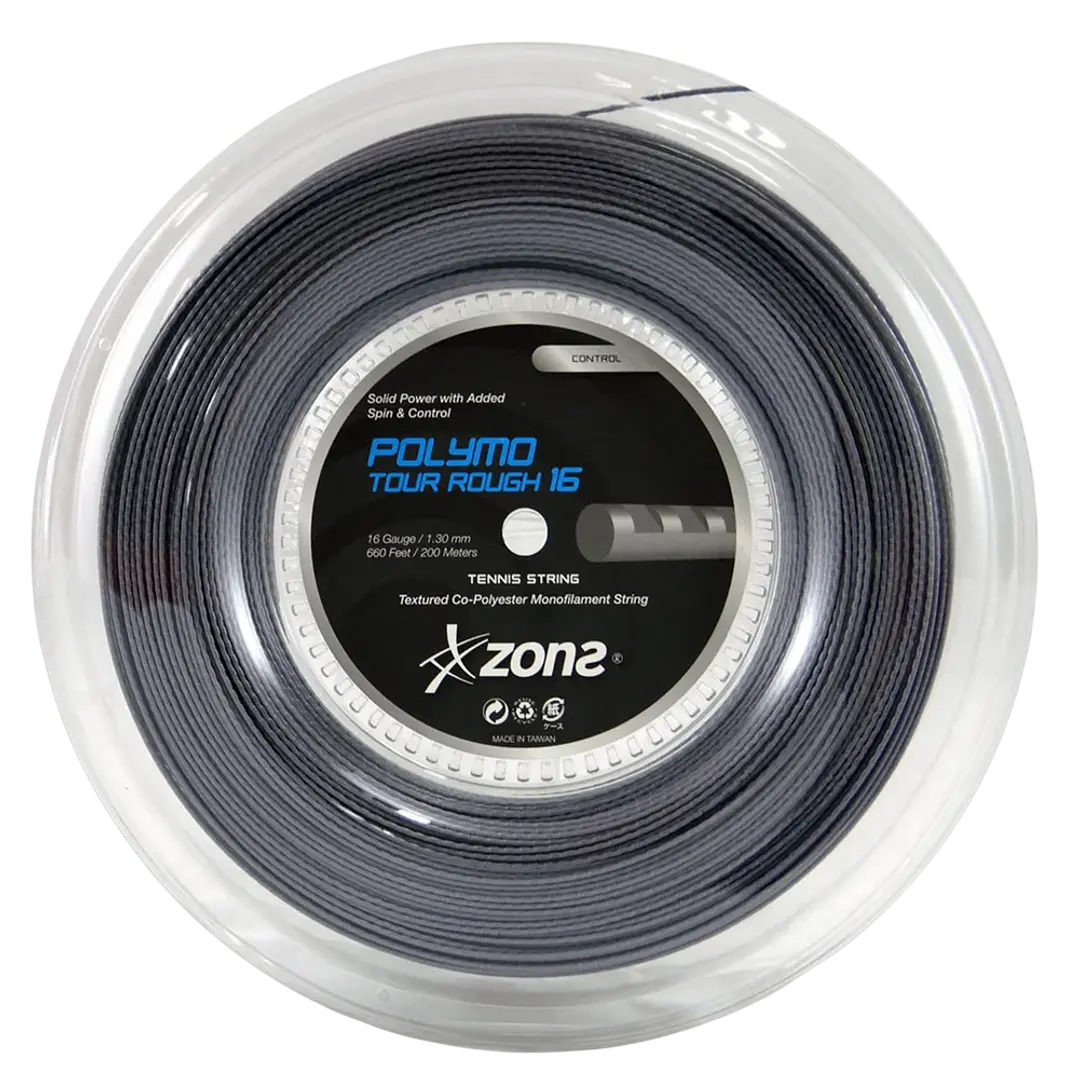  Cuerda de tenis Zons Polymo Tour Rough 1.30 / 16 Negro 1
