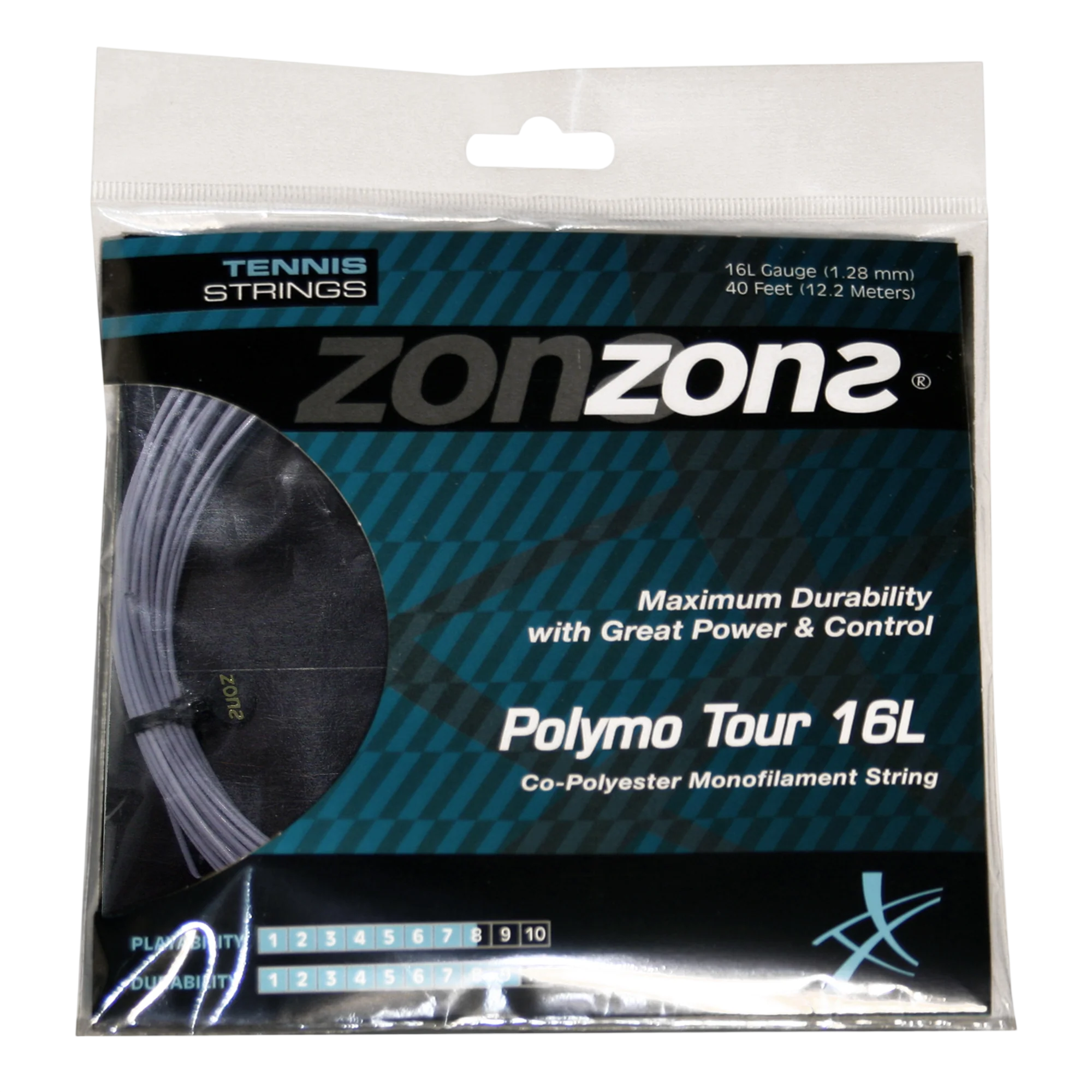 Cuerdas de Tenis Zons Polymo Tour 1.28 / 16L Plata