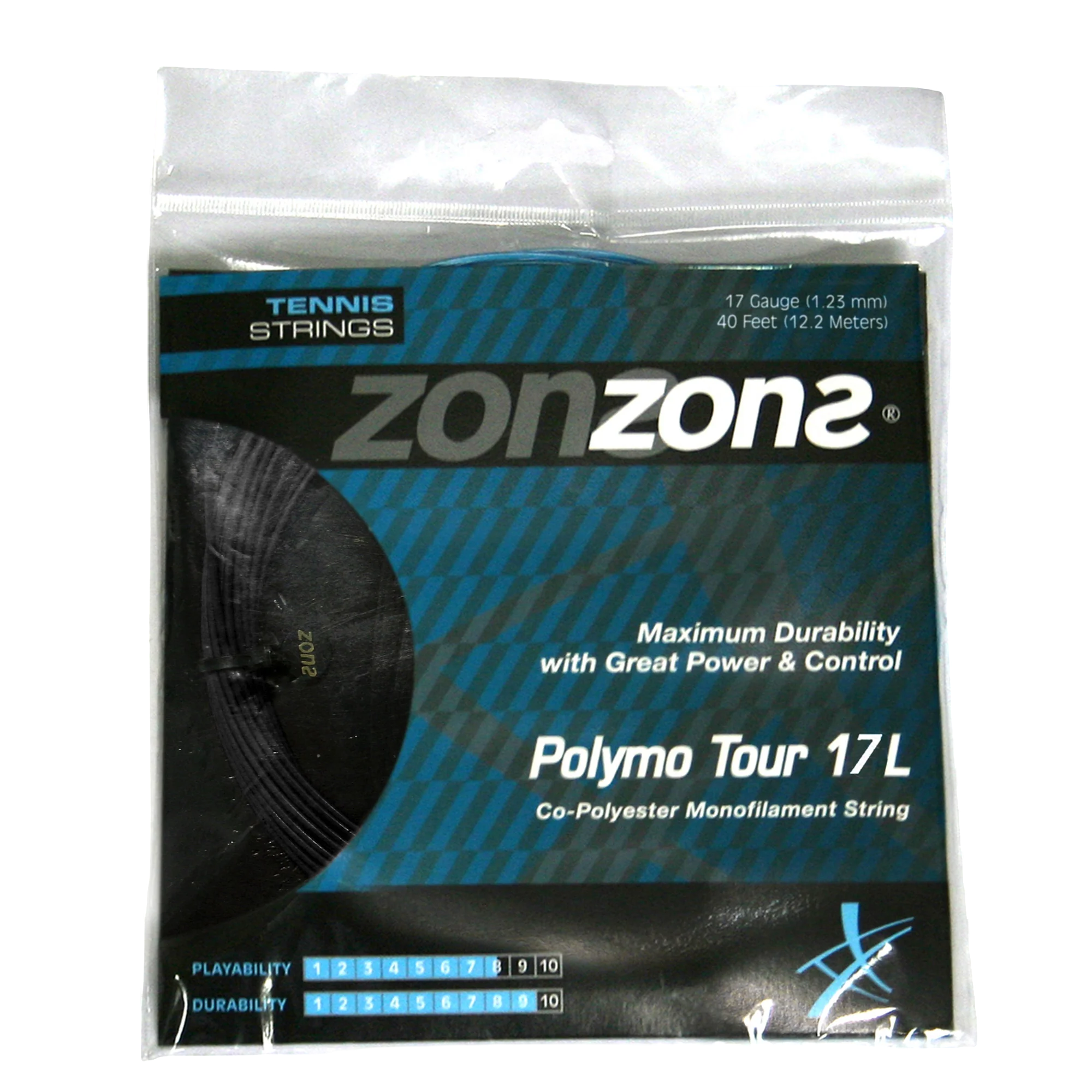 Cuerda de Tenis Zons Polymo Tour 1.23 / 17 Plata