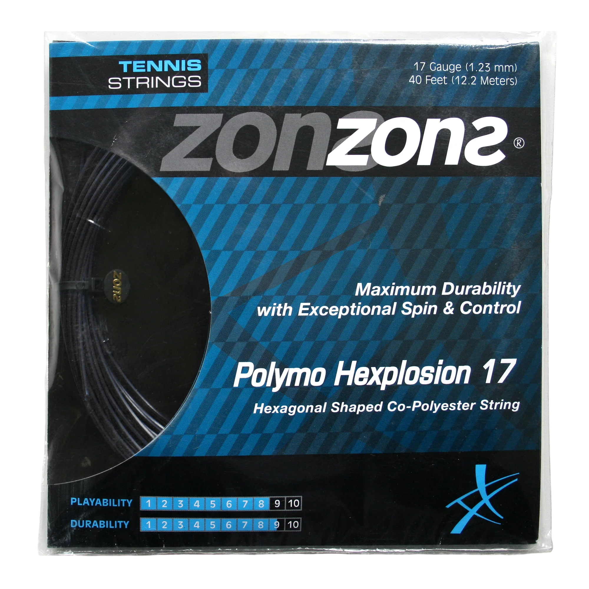 Cuerda de Tenis Zons Polymo Hexplosion 1.23 / 17 Negro