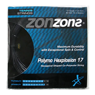 Cuerda de Tenis Zons Polymo Hexplosion 1.23 / 17 Negro
