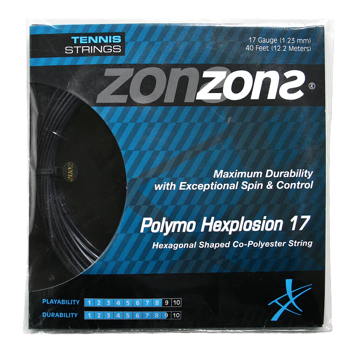 Cuerda de Tenis Zons Polymo Hexplosion 1.23 / 17 Negro 1
