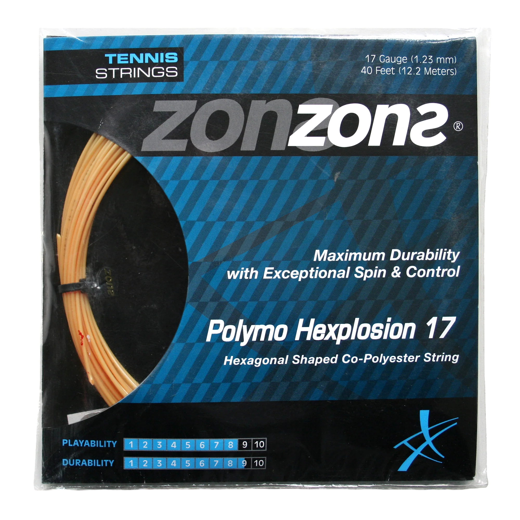 Cuerda de Tenis Zons Polymo Hexplosion 1.23 / 17 Oro