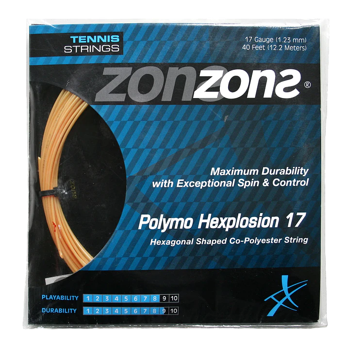 Cuerda de Tenis Zons Polymo Hexplosion 1.23 / 17 Oro 1