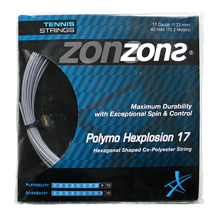 Cuerda de Tenis Zons Polymo Hexplosion 1.23 / 17 Plata 