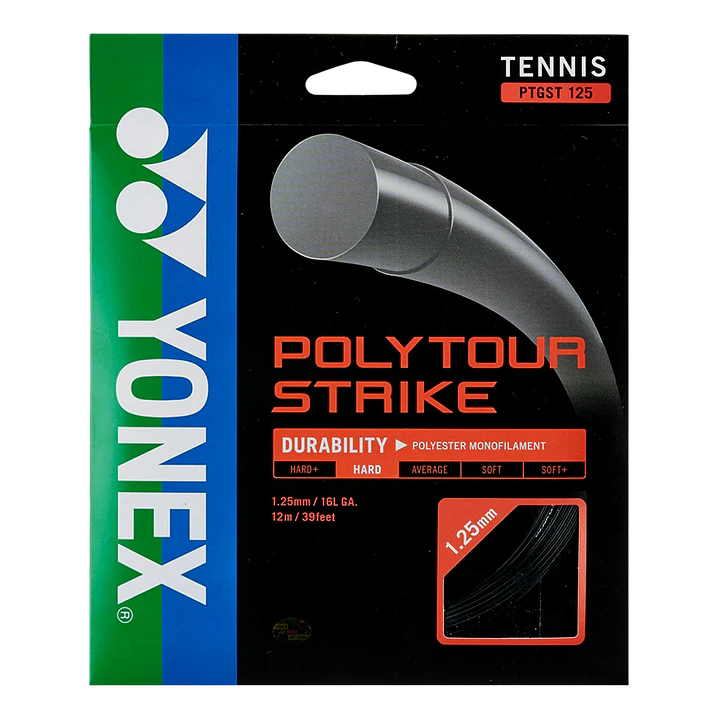  Cuerdas de Tenis Yonex Poly Tour Strike 1.25 / 16L Negro  1