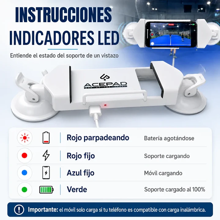 Soporte Móvil Acepad con Carga Inalámbrica Blanco 4