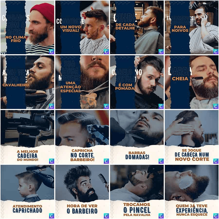 Pack Canva Barbearia Templates Editáveis 200 Artes + Legendas