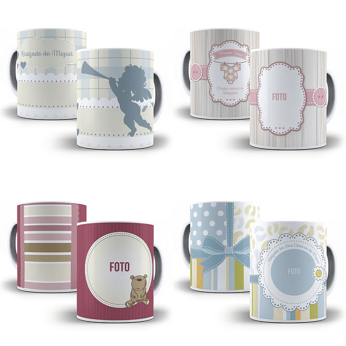 20 Artes para Caneca Batizado Editável em Corel Draw