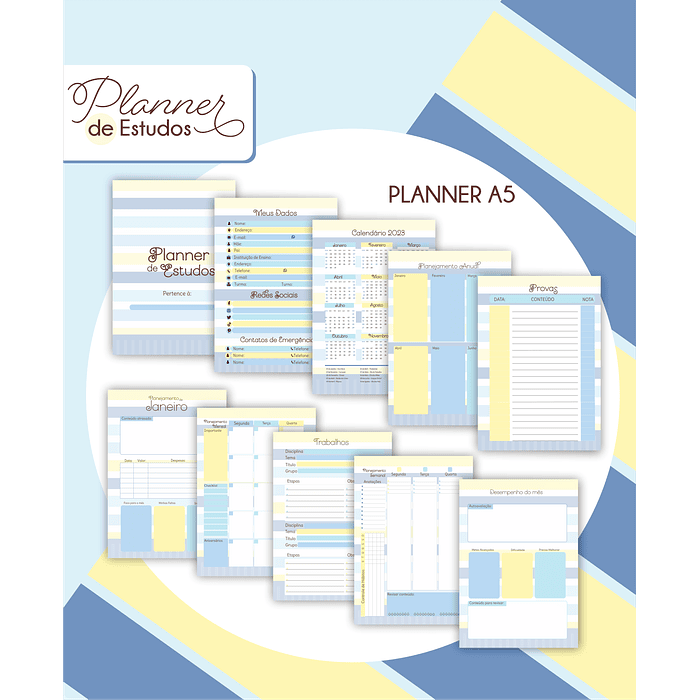 Arquivo Planner de Estudos Feminino e Masculino em Pdf