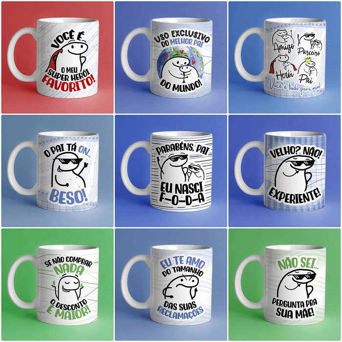 18 Artes Caneca Flork Dia dos Pais Arquivo Editável Pdf + Png